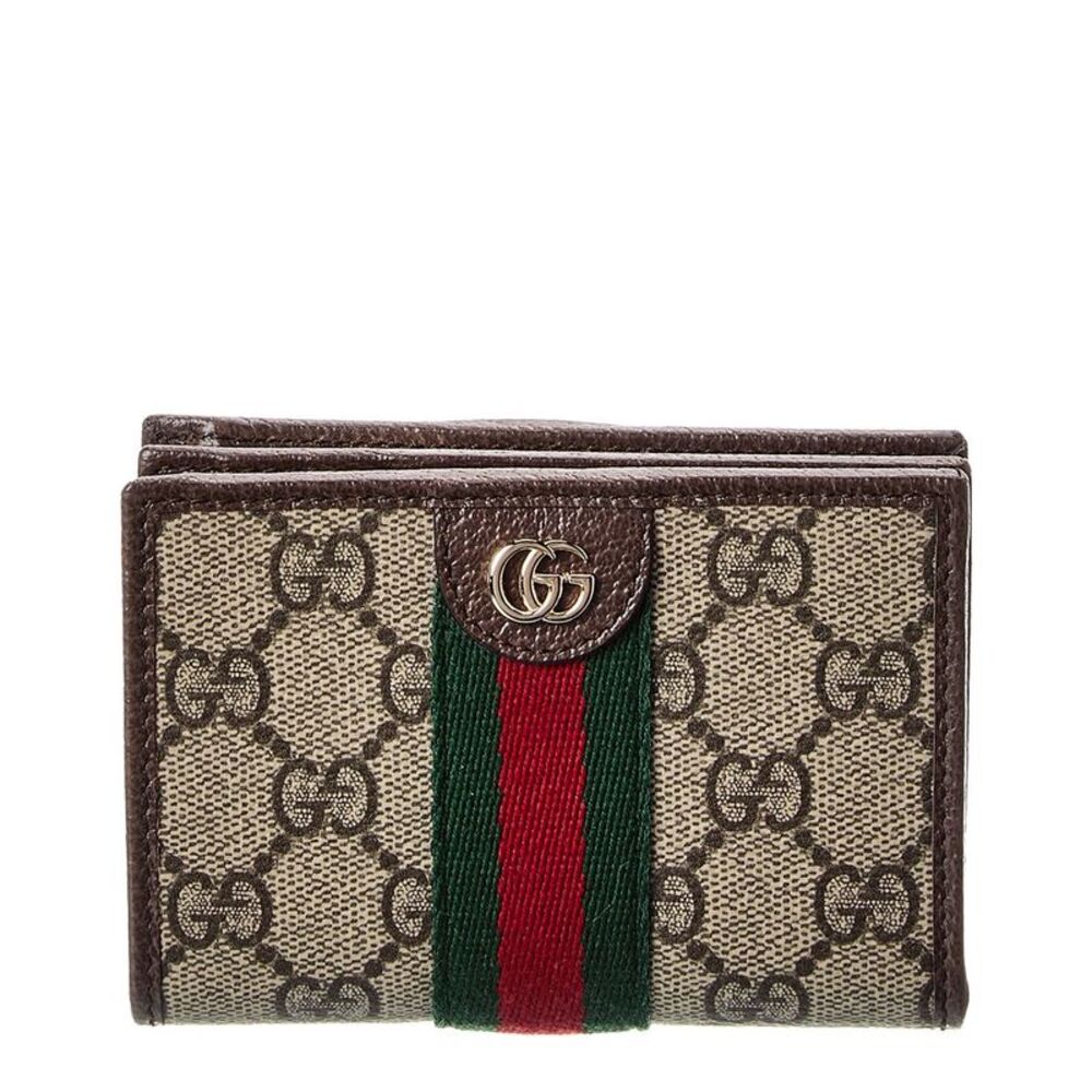 Gucci Ophidia Small Gg Supreme Canvas & Leather Card Case, Beige